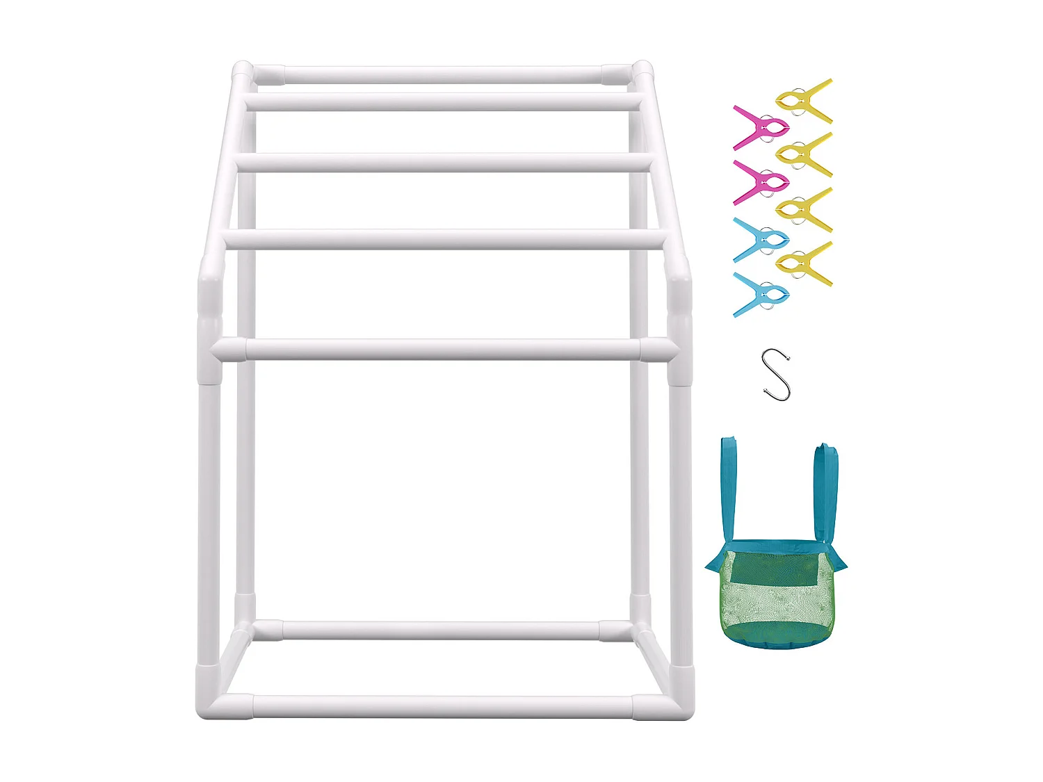 Porte-serviettes, SucceBuy Porte-serviettes d'Extérieur 5 Barres Trapézoïdal Blanc Autoportant pour Piscine