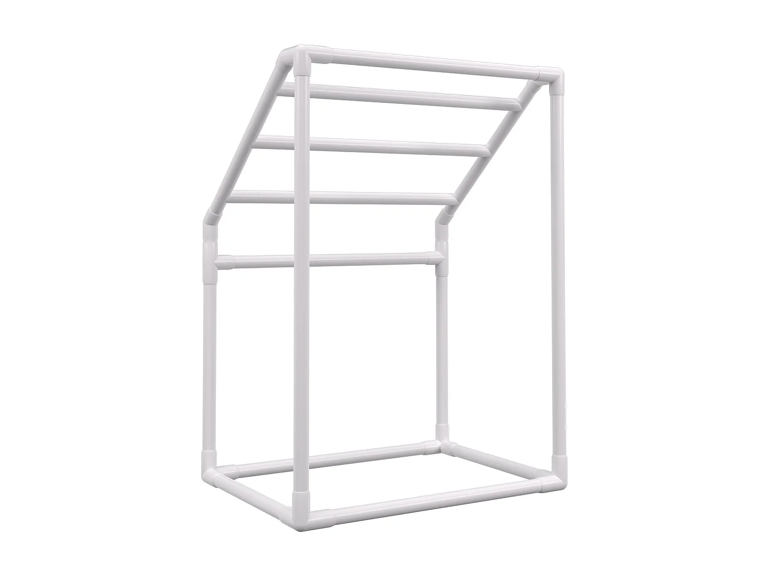 Porte-serviettes, SucceBuy Porte-serviettes d'Extérieur 5 Barres Trapézoïdal Blanc Autoportant pour Piscine