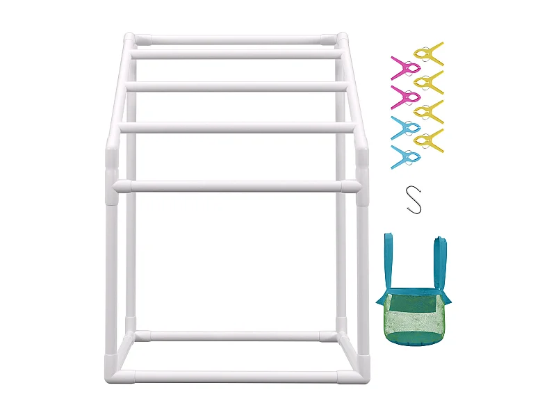 Toalheiro, SucceBuy Toalheiro de Exterior com 5 Barras Trapezoidais, Branco, Independente para Piscina