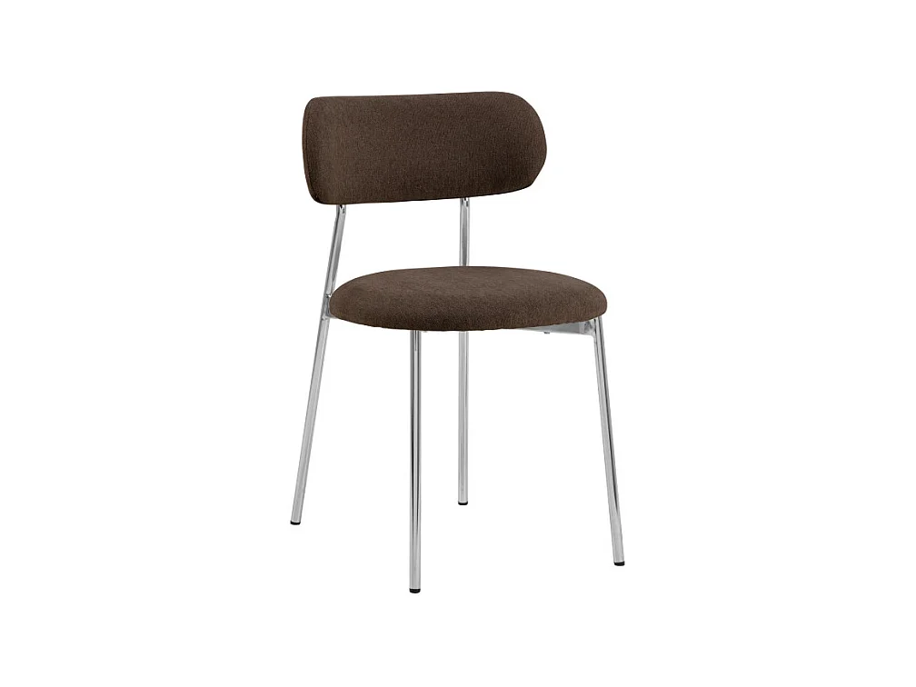Elli - Lot de 2 chaises en tissu pieds chrome - Marron