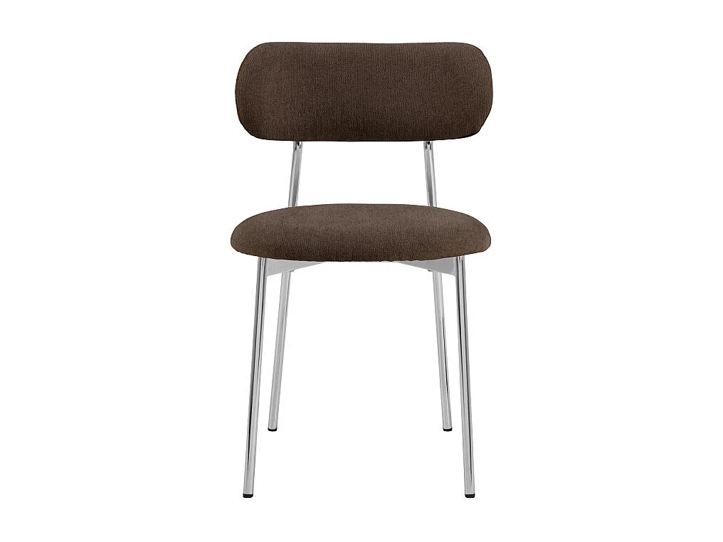 Elli - Lot de 2 chaises en tissu pieds chrome - Marron