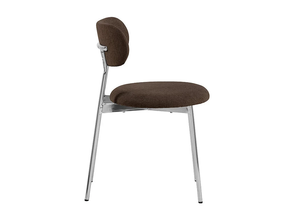 Elli - Lot de 2 chaises en tissu pieds chrome - Marron