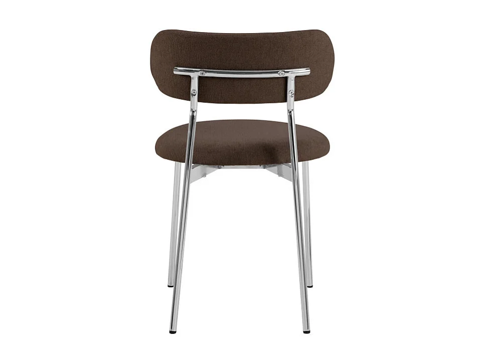 Elli - Lot de 2 chaises en tissu pieds chrome - Marron