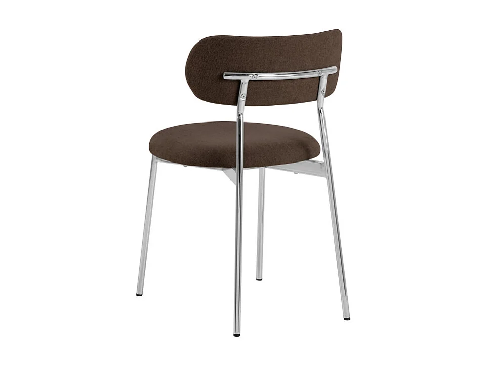 Elli - Lot de 2 chaises en tissu pieds chrome - Marron