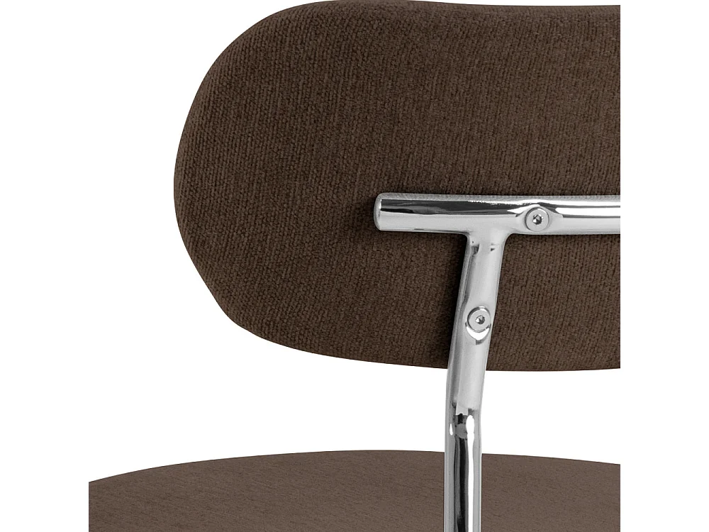 Elli - Lot de 2 chaises en tissu pieds chrome - Marron