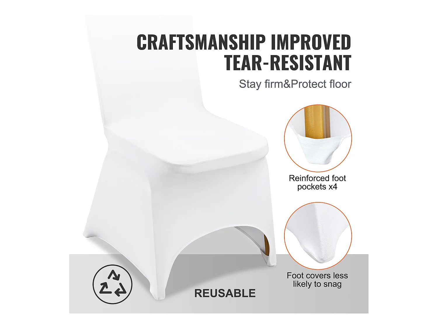Białe Pokrowce na Krzesła z Elastycznego Spandexu SucceBuy, Opakowanie 100 szt. dla Weseli i Imprez Okolicznościowych