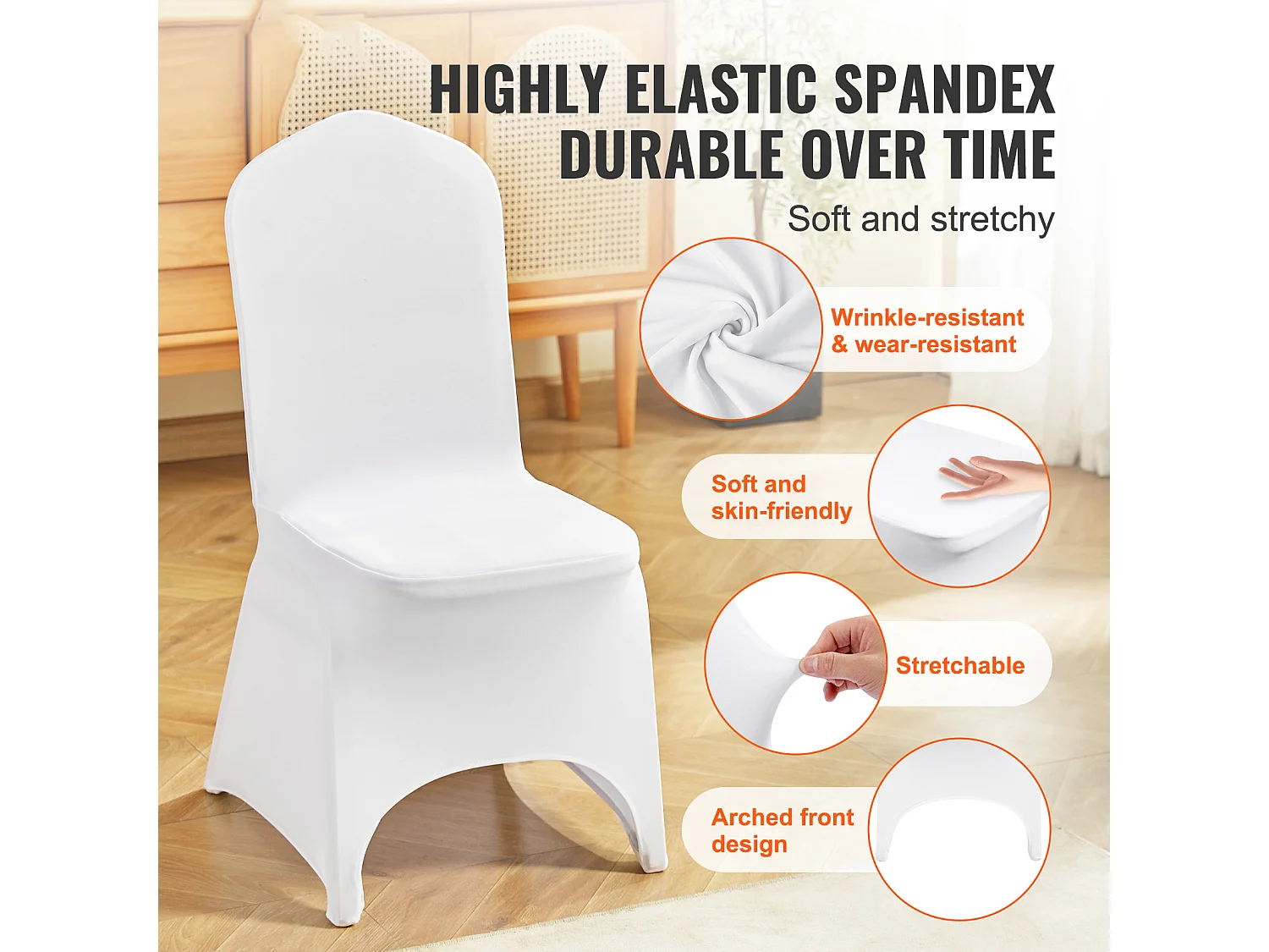 Housses de Chaise en Élasthanne Extensible Blanc SucceBuy, Lot de 100 pour Mariages et Événements
