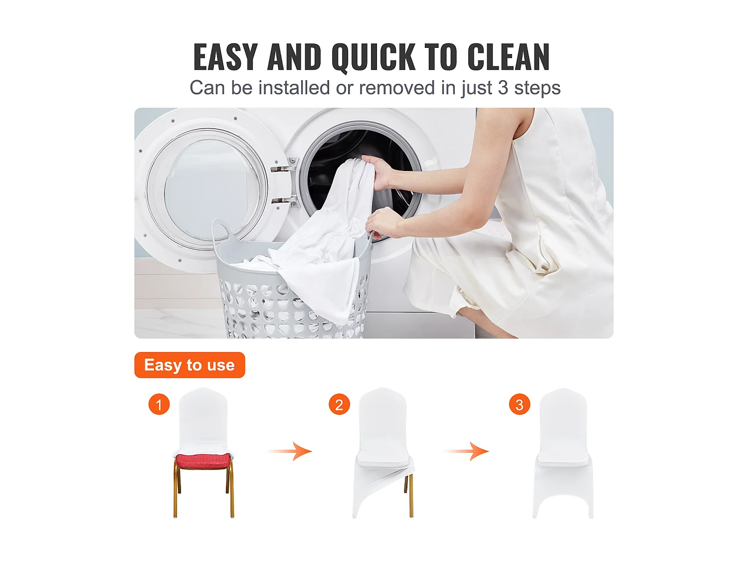 Housses de Chaise en Élasthanne Extensible Blanc SucceBuy, Lot de 100 pour Mariages et Événements