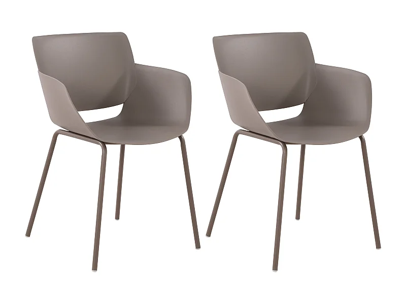 Lot de 2  chaise salle à manger - Plastique - Taupe - Alpena