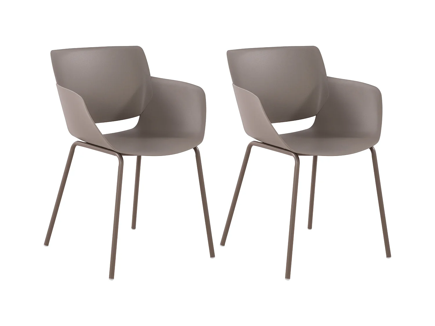 Lot de 2  chaise salle à manger - Plastique - Taupe - Alpena