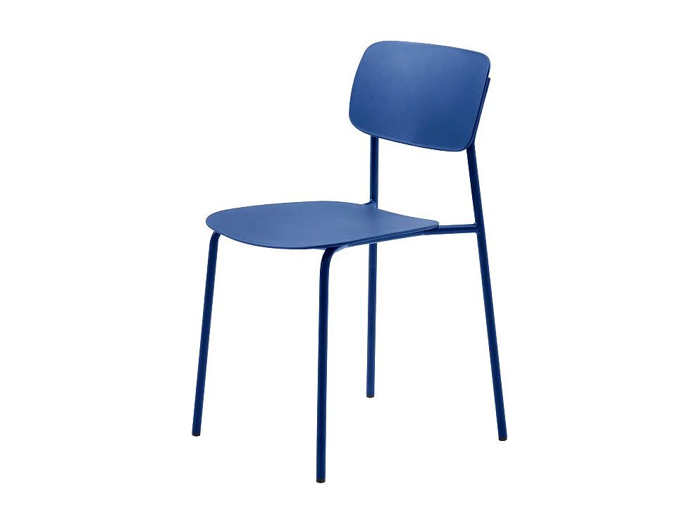 Elin - Lot de 4 chaises en plastique et métal - Bleu klein