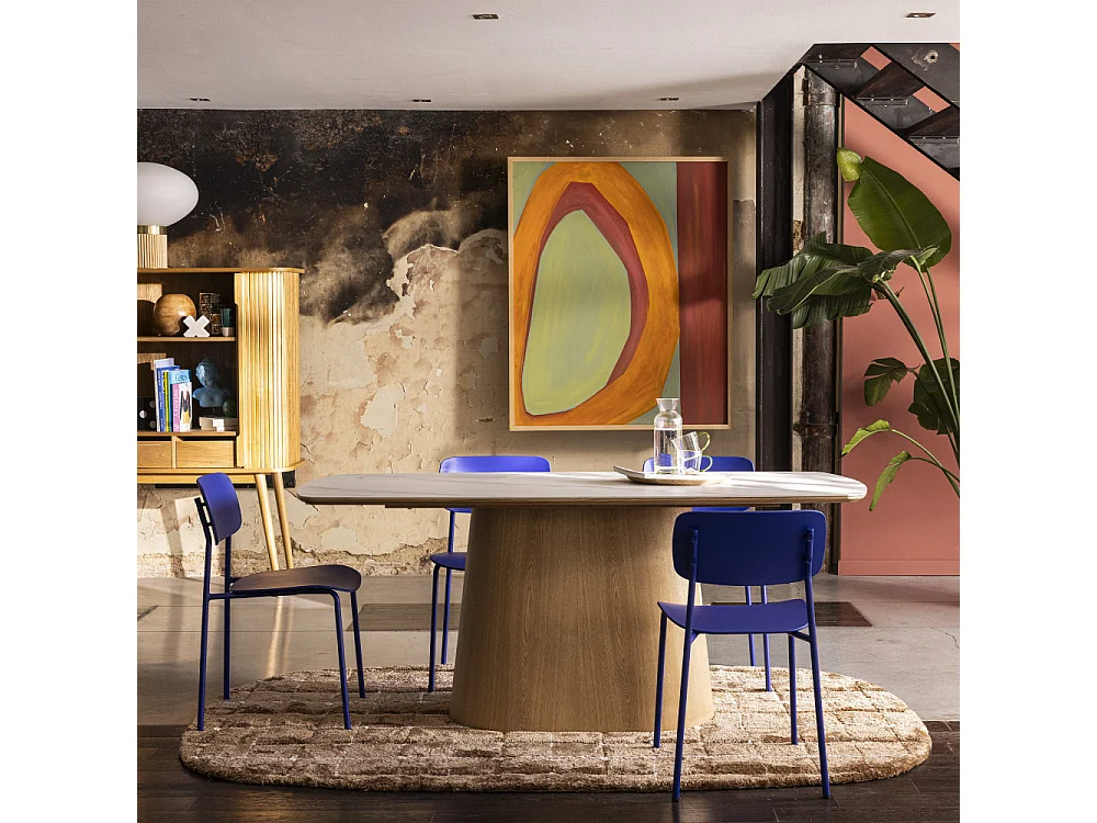 Elin - Lot de 4 chaises en plastique et métal - Bleu klein