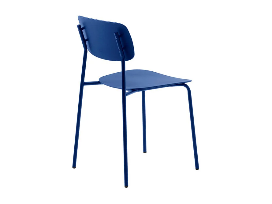 Elin - Lot de 4 chaises en plastique et métal - Bleu klein