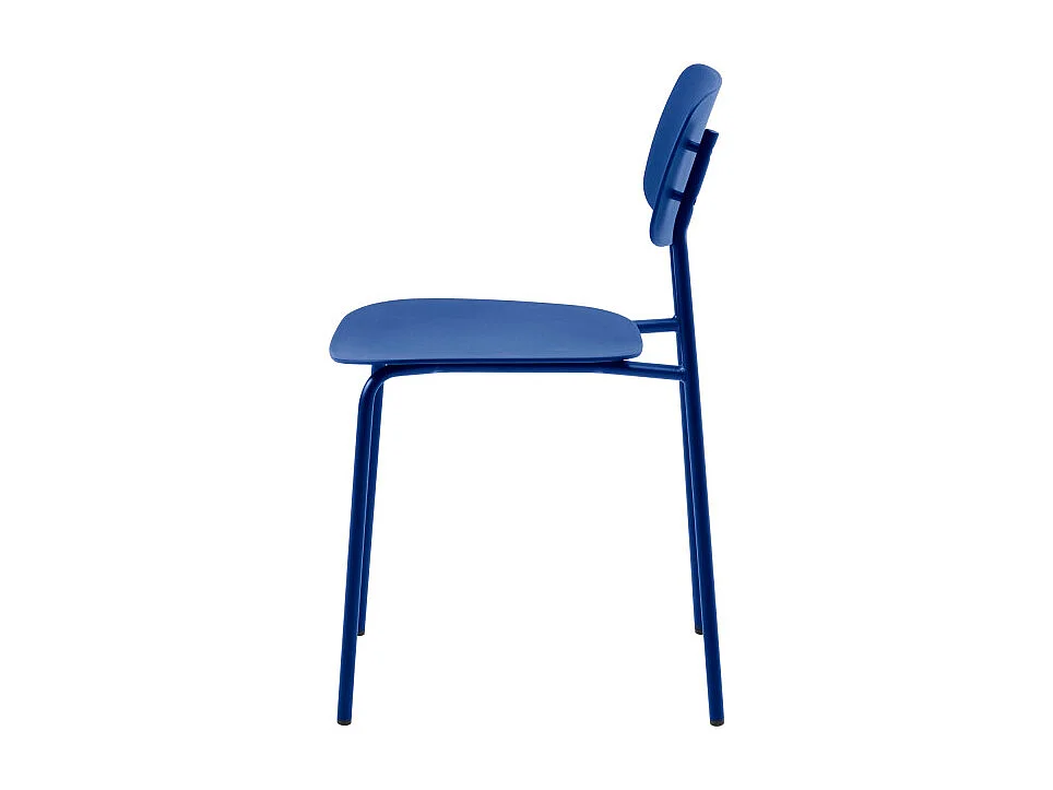 Elin - Lot de 4 chaises en plastique et métal - Bleu klein