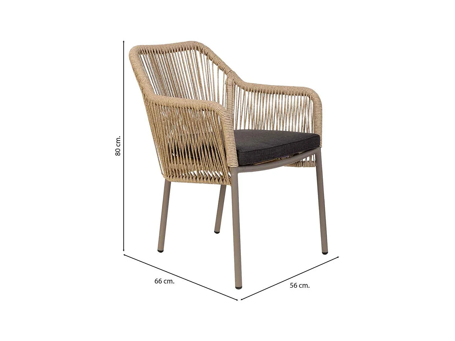 Chaise en rotin synthétique beige 56x66x80