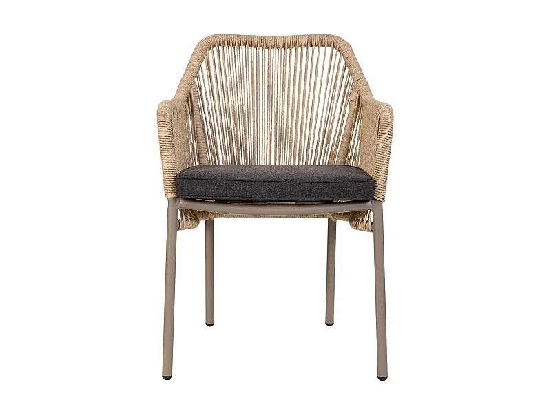 Chaise en rotin synthétique beige 56x66x80