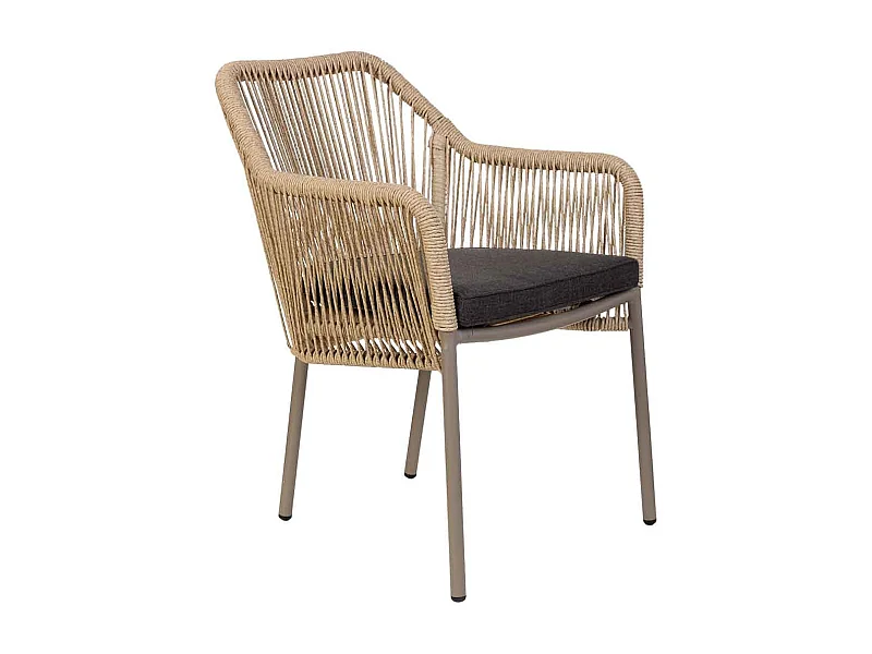 Chaise en rotin synthétique beige 56x66x80