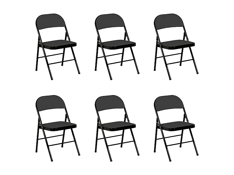 Hooma - Lot de 6 chaises pliantes confortables rembourrées en PVC - Noir