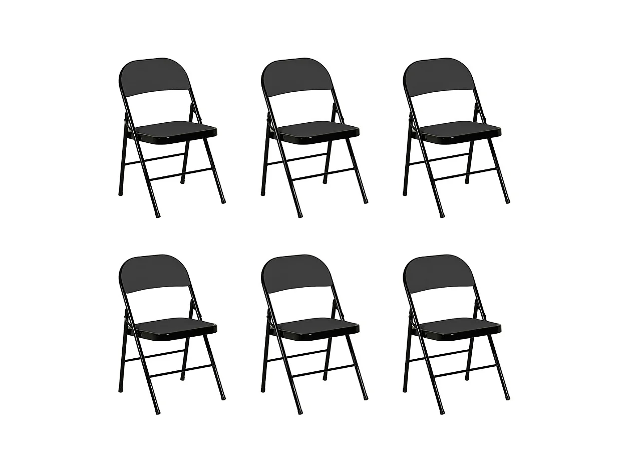 Hooma - Lot de 6 chaises pliantes confortables rembourrées en PVC - Noir