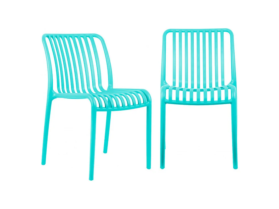 Glee - Lot de 2 chaises intérieur et extérieur en plastique - Turquoise