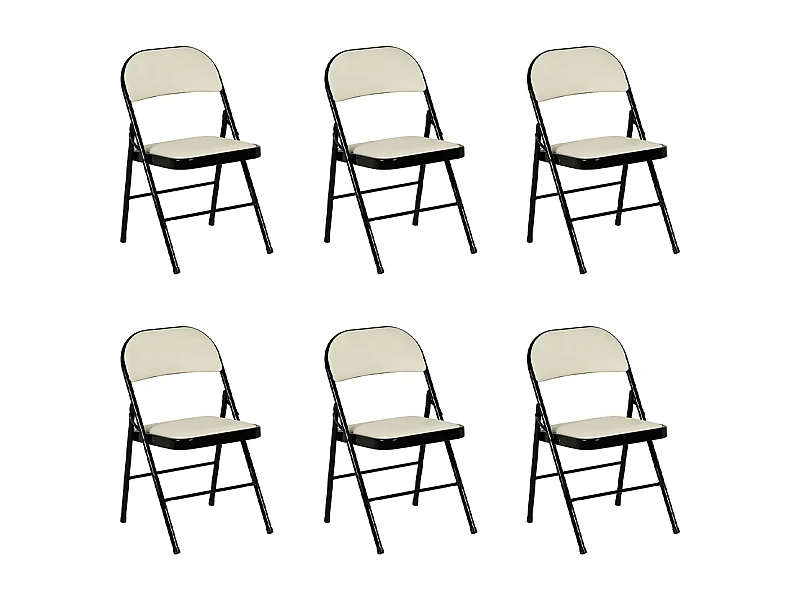 Hooma - Lot de 6 chaises pliantes confortables rembourrées en PVC - Beige