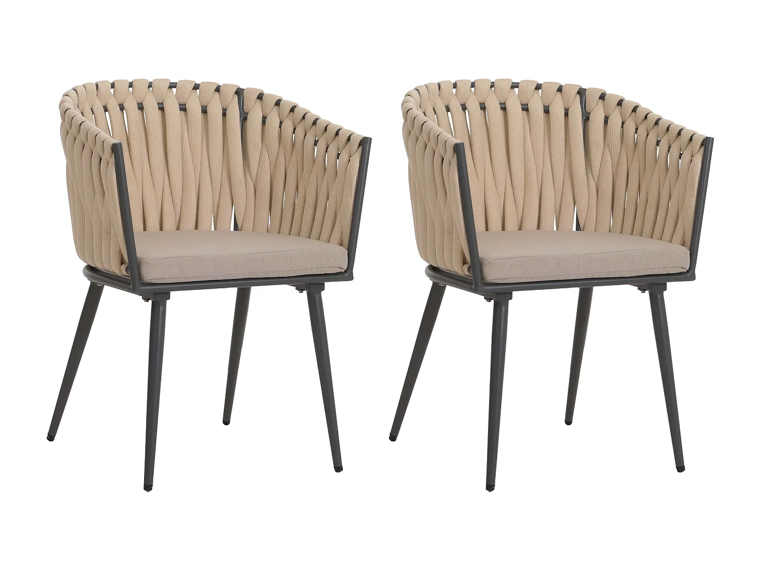 Chaise de salle à manger MCW-N38 (lot de 2),  crème Coussin marron clair