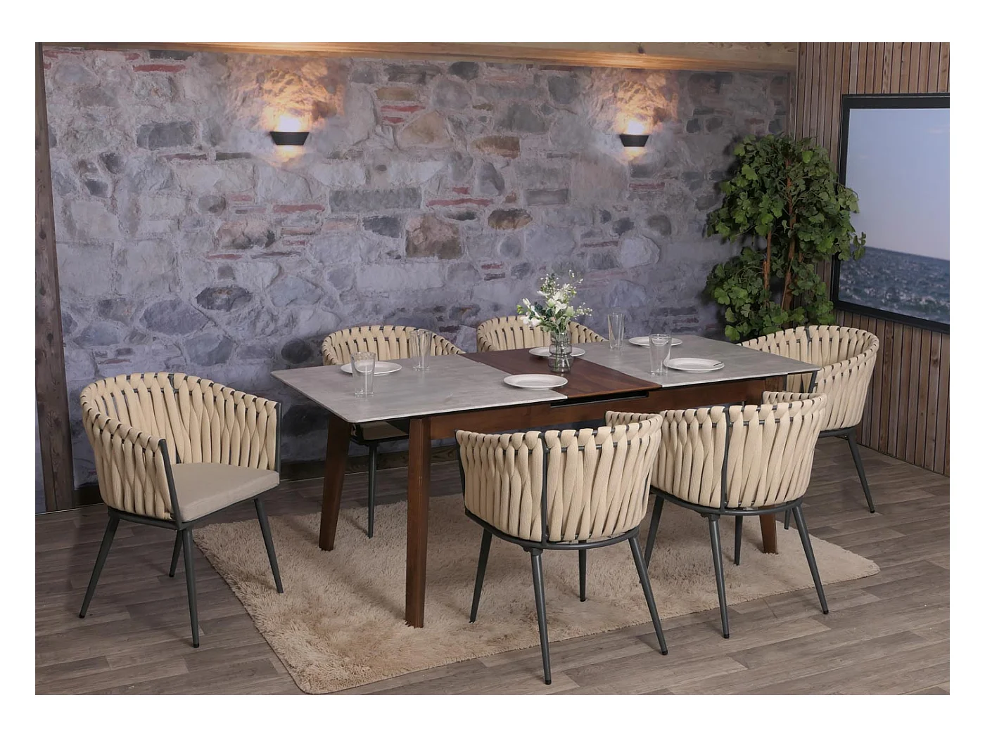 Chaise de salle à manger MCW-N38 (lot de 2),  crème Coussin marron clair