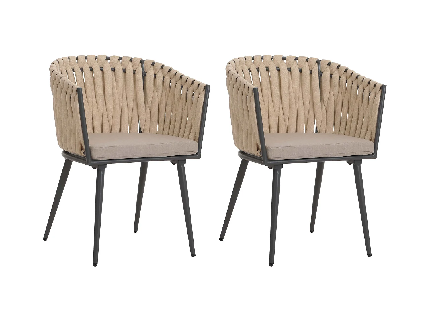 Chaise de salle à manger MCW-N38 (lot de 2),  crème Coussin marron clair