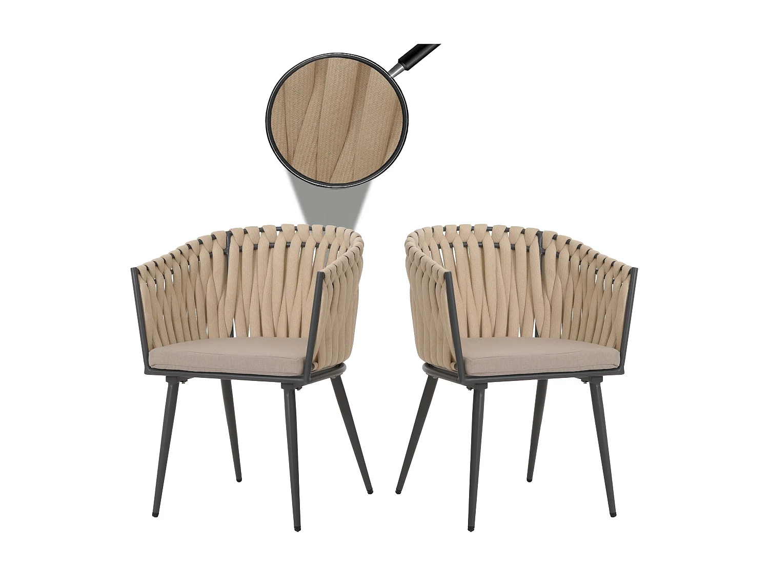 Chaise de salle à manger MCW-N38 (lot de 2),  crème Coussin marron clair