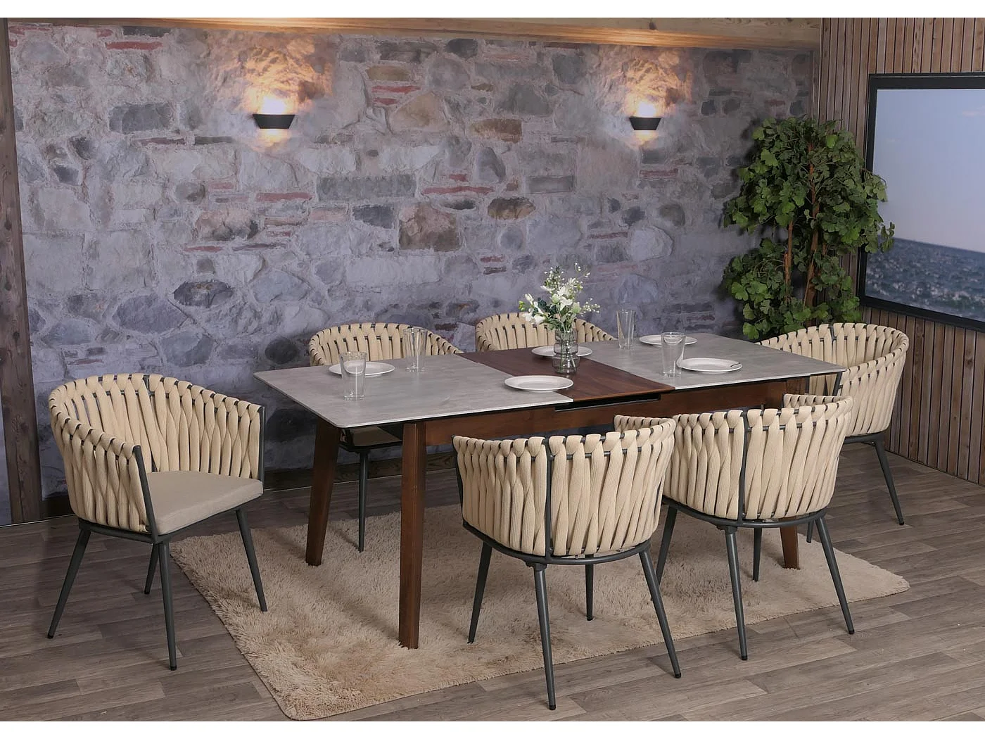 Chaise de salle à manger MCW-N38 (lot de 2),  crème Coussin marron clair