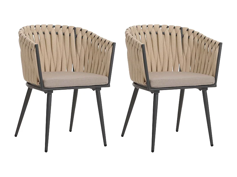 Chaise de salle à manger MCW-N38 (lot de 2),  crème Coussin marron clair