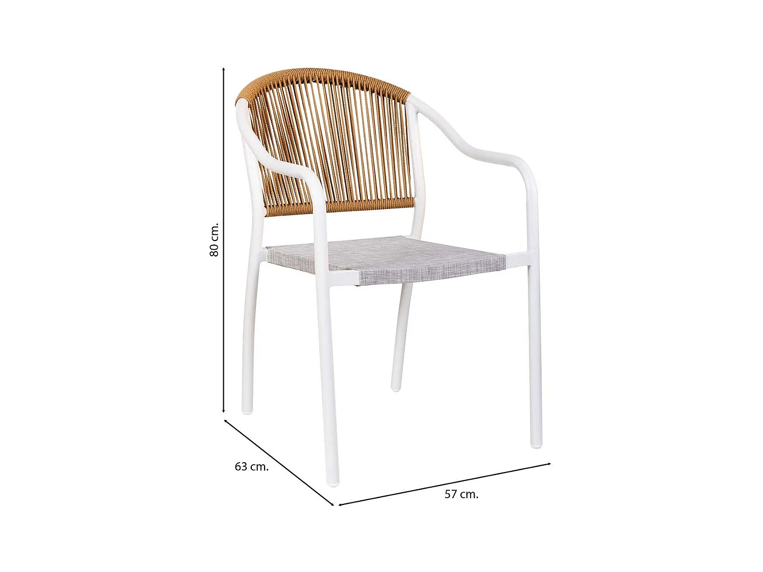 Chaise en rotin synthétique blanc 57x63x80