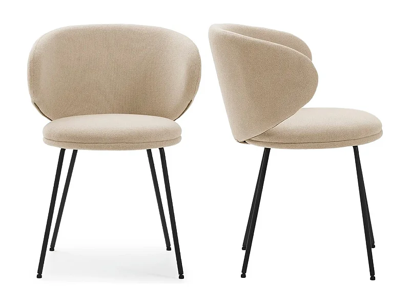 Lot de 2 chaises en tissu beige - Cocoon