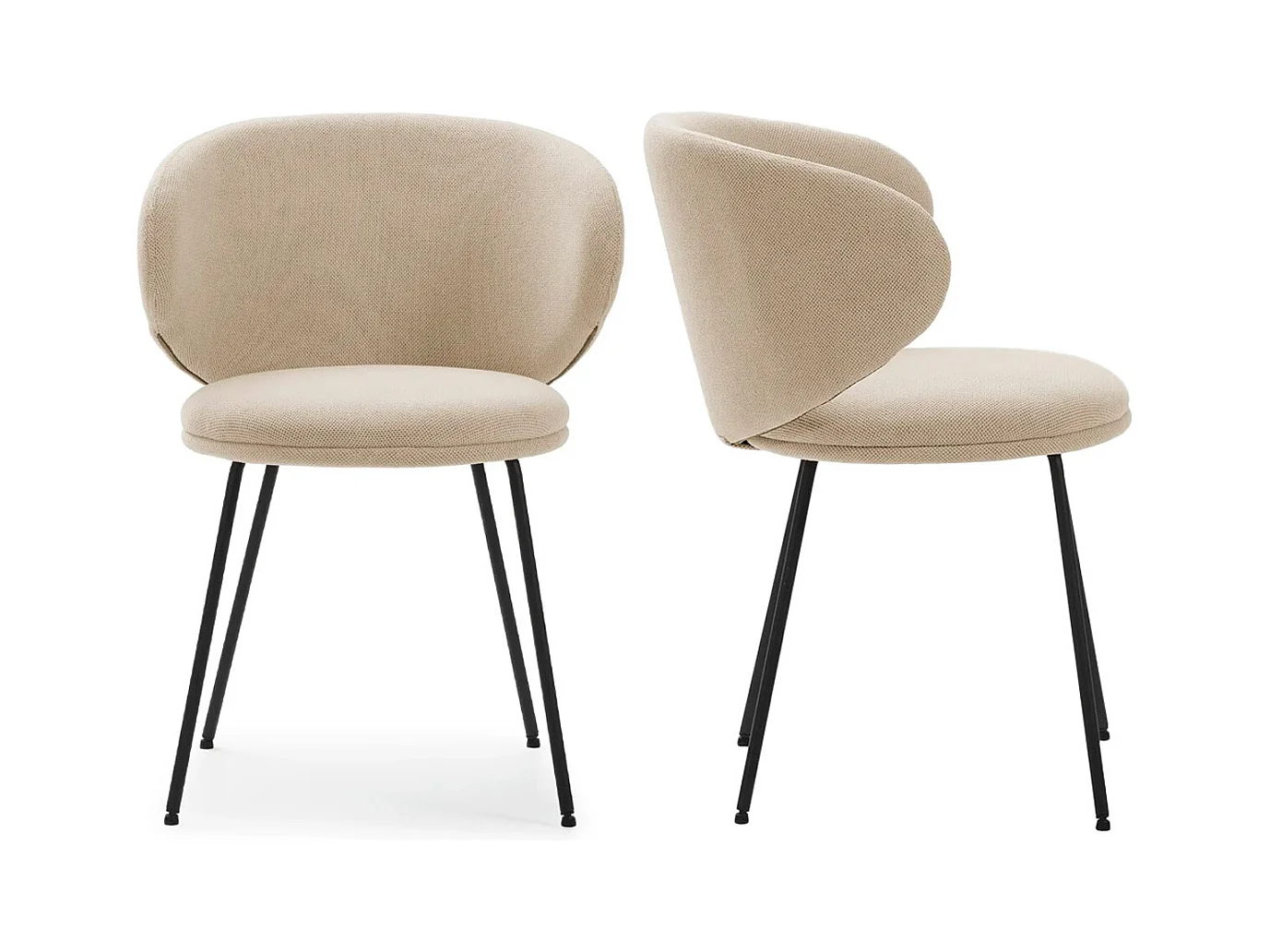 Lot de 2 chaises en tissu beige - Cocoon