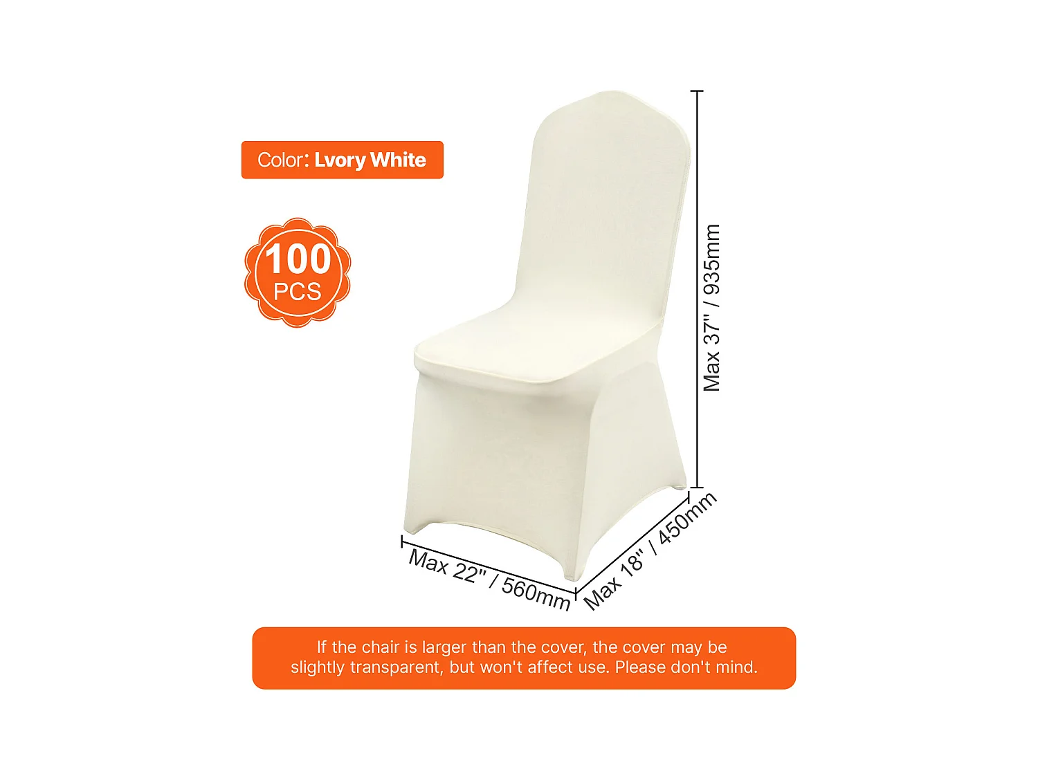 Housses de Chaises Pliantes en Élasthanne Extensible Ivoire SucceBuy, Lot de 100 pour Fête de Mariage
