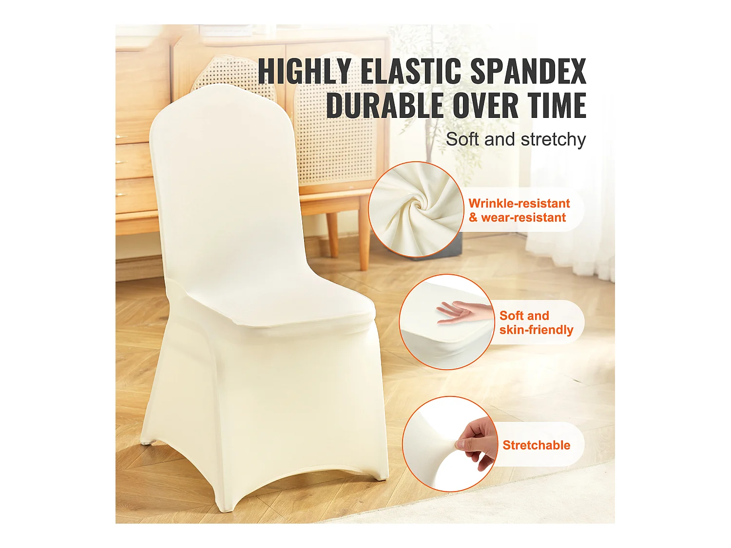 Housses de Chaises Pliantes en Élasthanne Extensible Ivoire SucceBuy, Lot de 100 pour Fête de Mariage