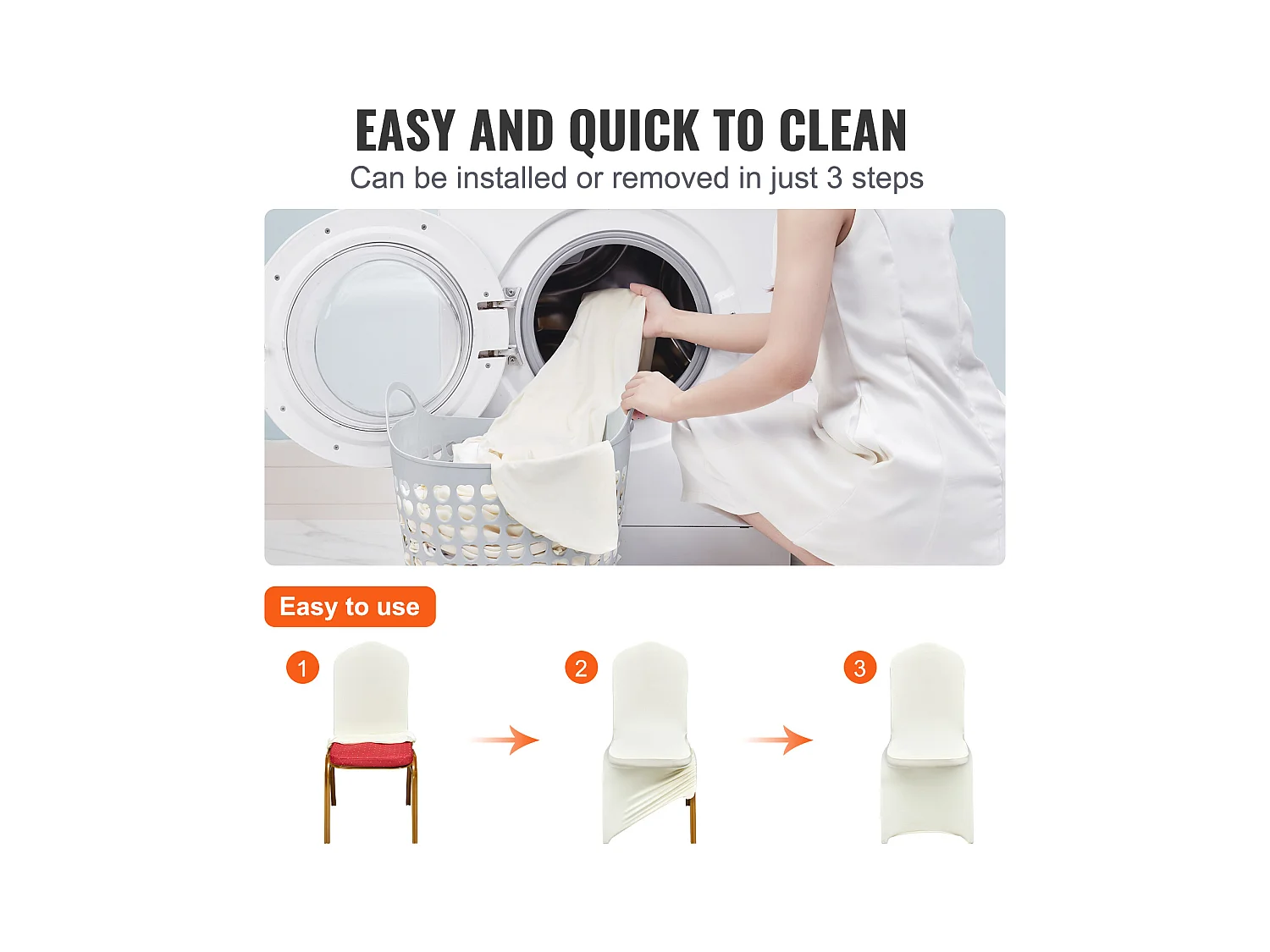 Housses de Chaises Pliantes en Élasthanne Extensible Ivoire SucceBuy, Lot de 100 pour Fête de Mariage