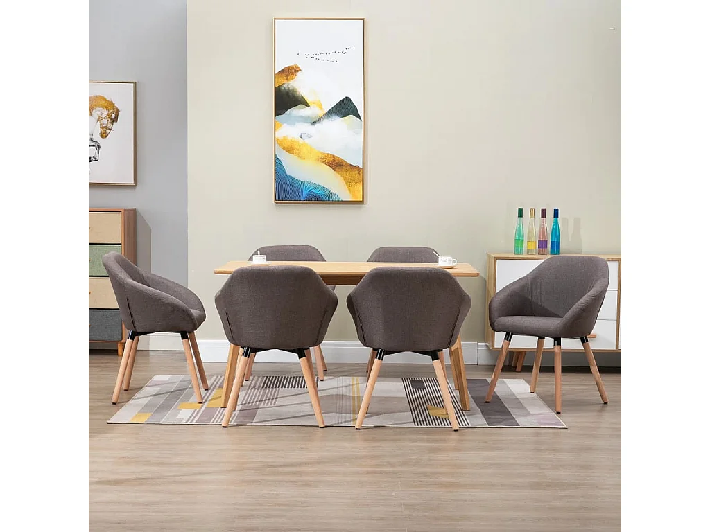 Chaises à manger lot de 6 taupe tissu