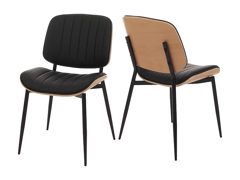 Eetkamerstoel MCW-O44 (set van 2),  naturel, zwart