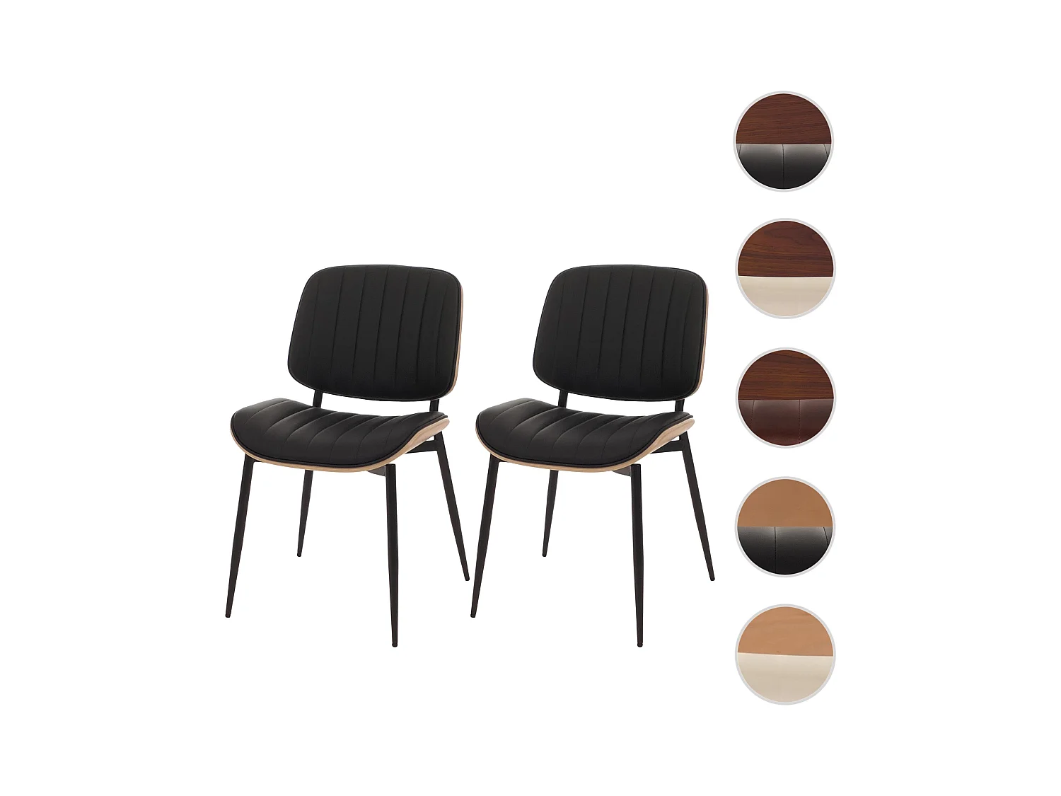 Chaise de salle à manger MCW-O44 (lot de 2),  naturel, noir