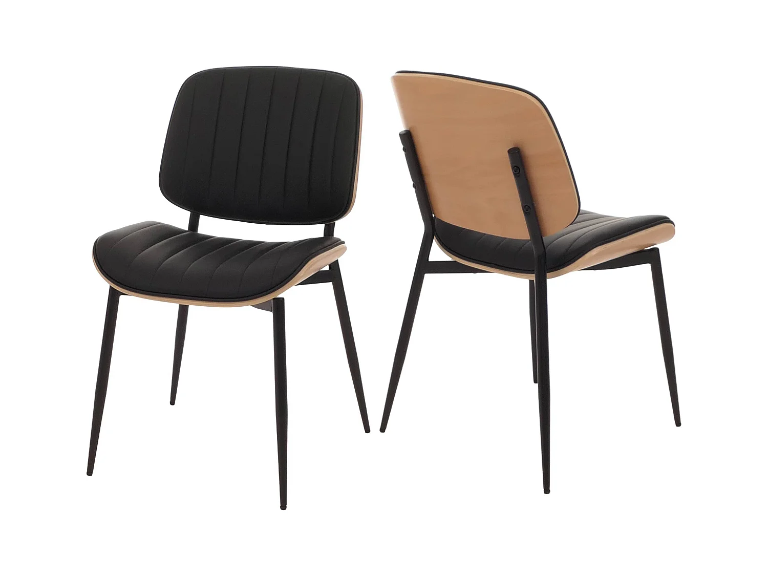 Silla de comedor MCW-O44 (set de 2),  natural, negro
