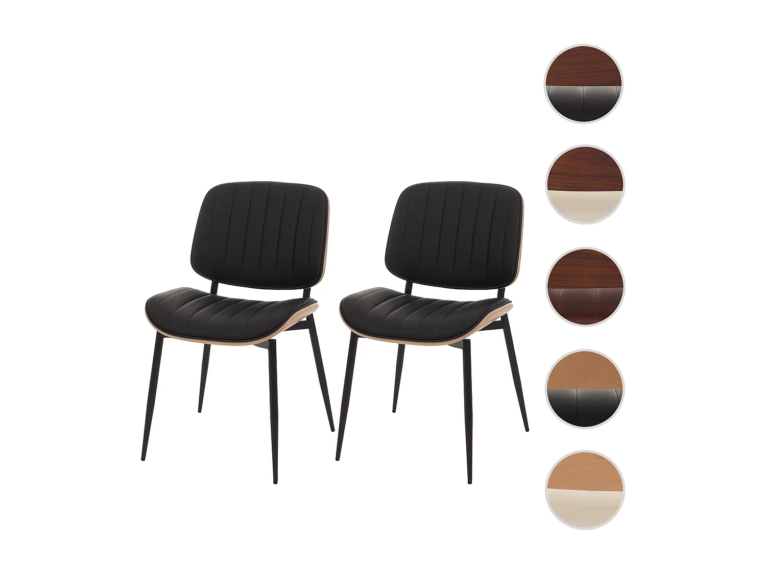 Chaise de salle à manger MCW-O44 (lot de 2),  naturel, noir