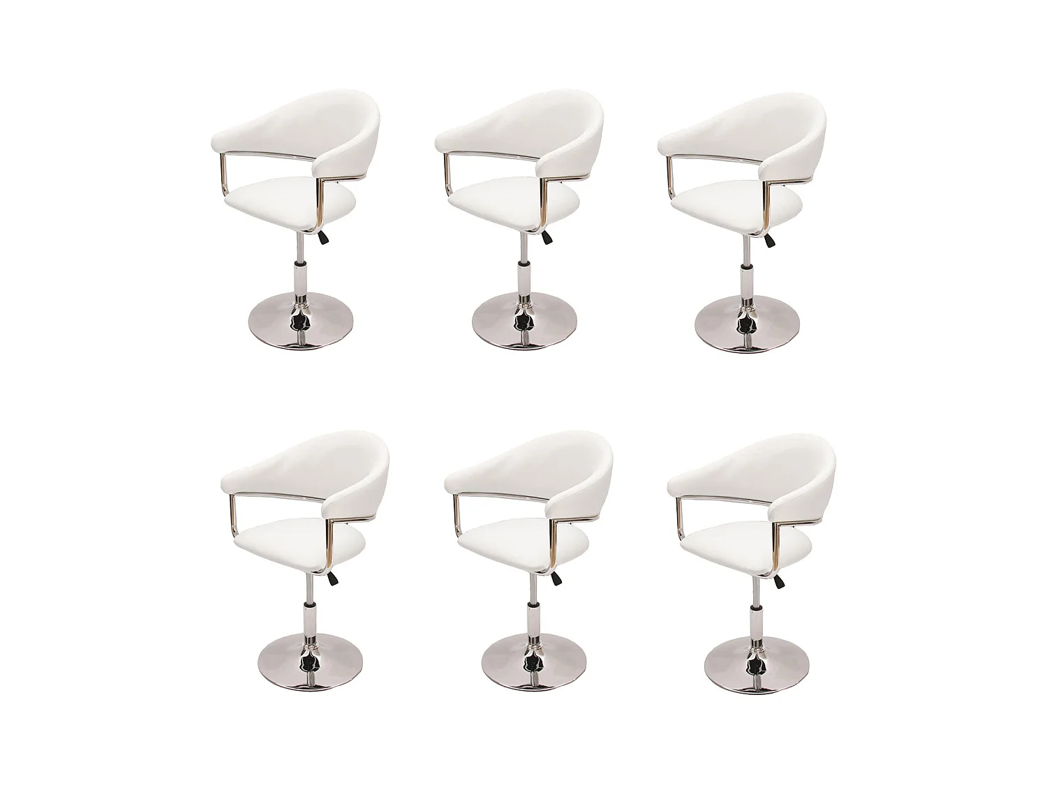 Set 6x sedie Lounge Como ecopelle altezza regolabile 78-88cm bianco