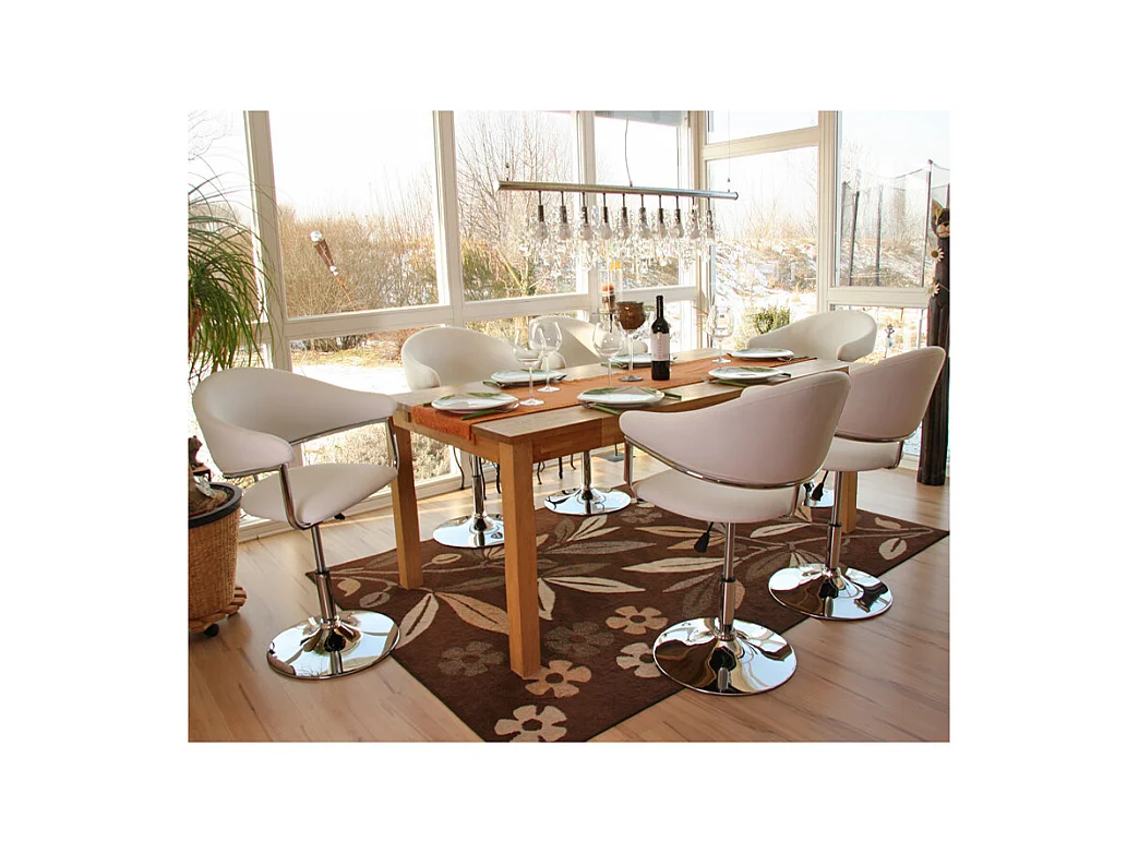 Set 6x sedie Lounge Como ecopelle altezza regolabile 78-88cm bianco