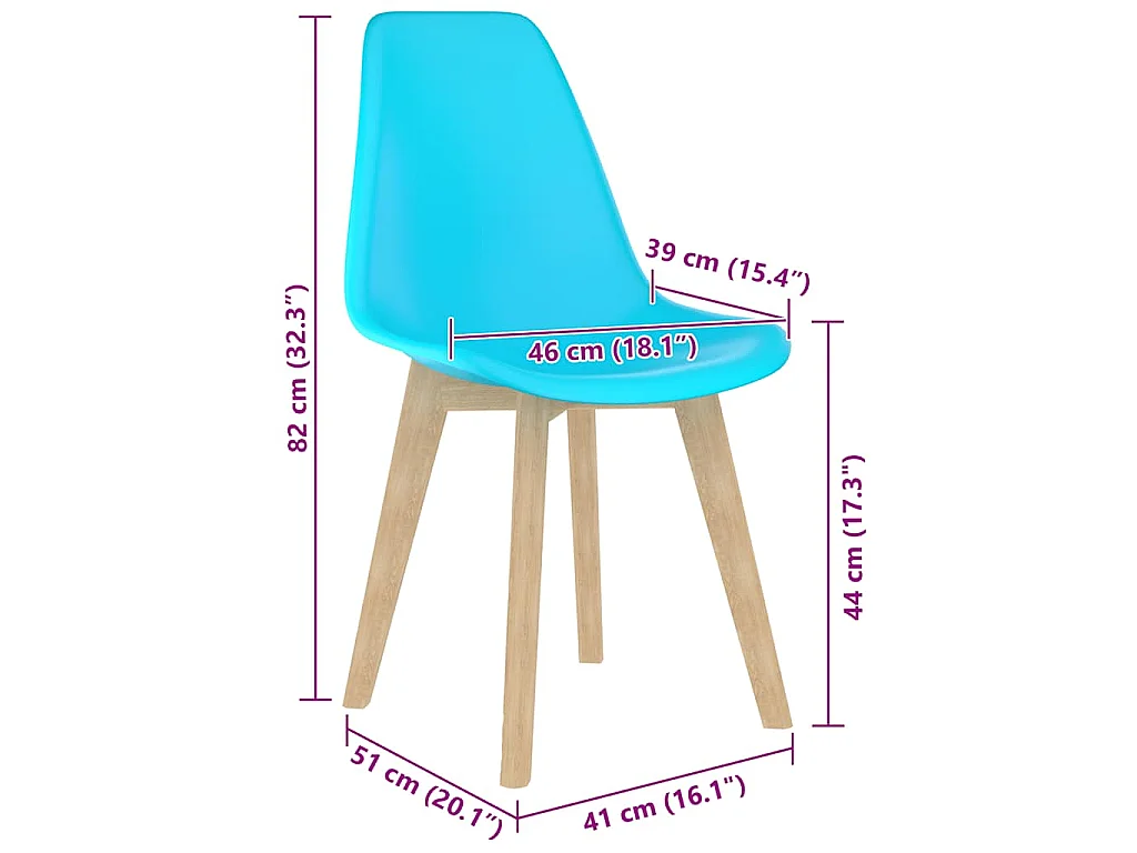 Sillas de comedor 2 unidades plástico azul