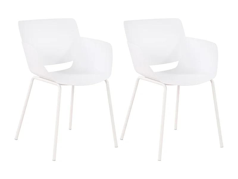Lot de 2  chaise salle à manger - Plastique - Blanc - Alpena