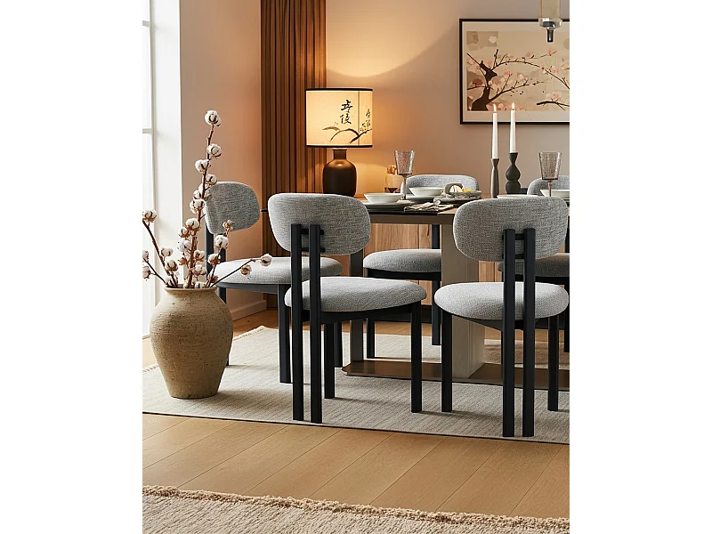 Lot de 4 chaises Zuno - Lot de 4 chaises Zuno en tissu grise et pieds métal