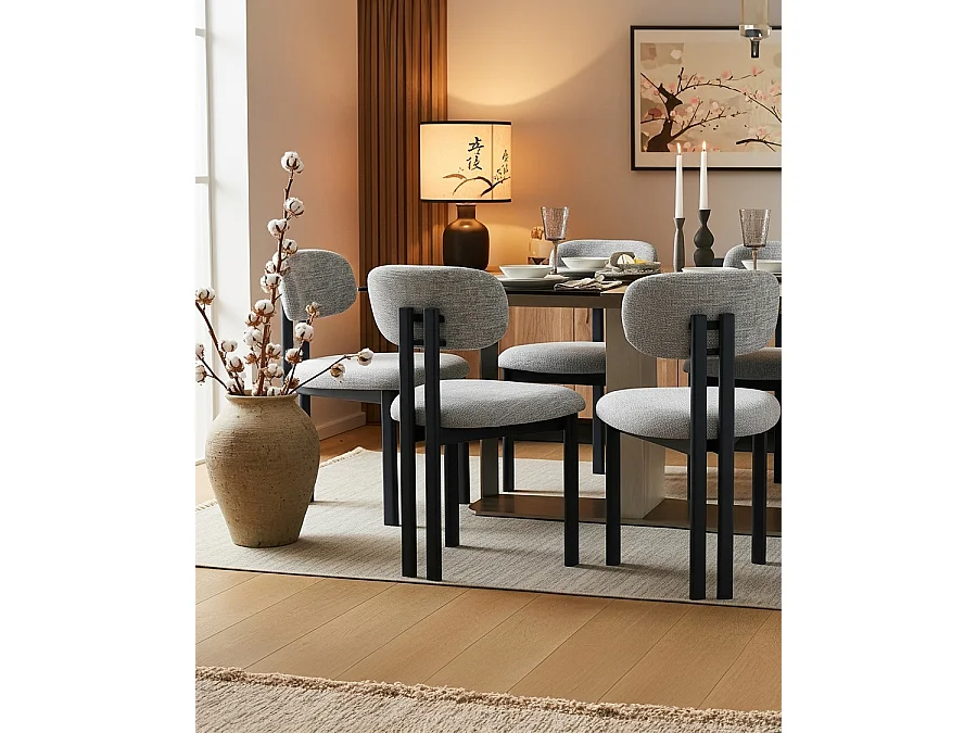 Lot de 2 chaises Zuno - Lot de 2 chaises Zuno en tissu grise et pieds métal