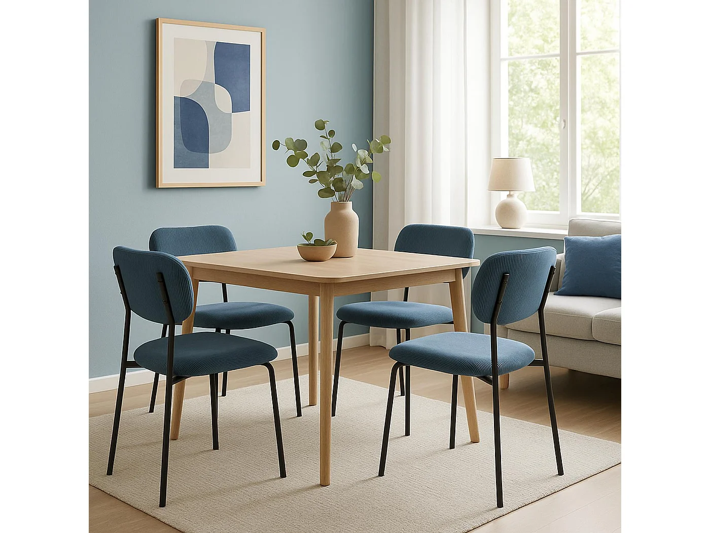 Chaise de salle à manger MCW-O26 (lot de 2),  bleu