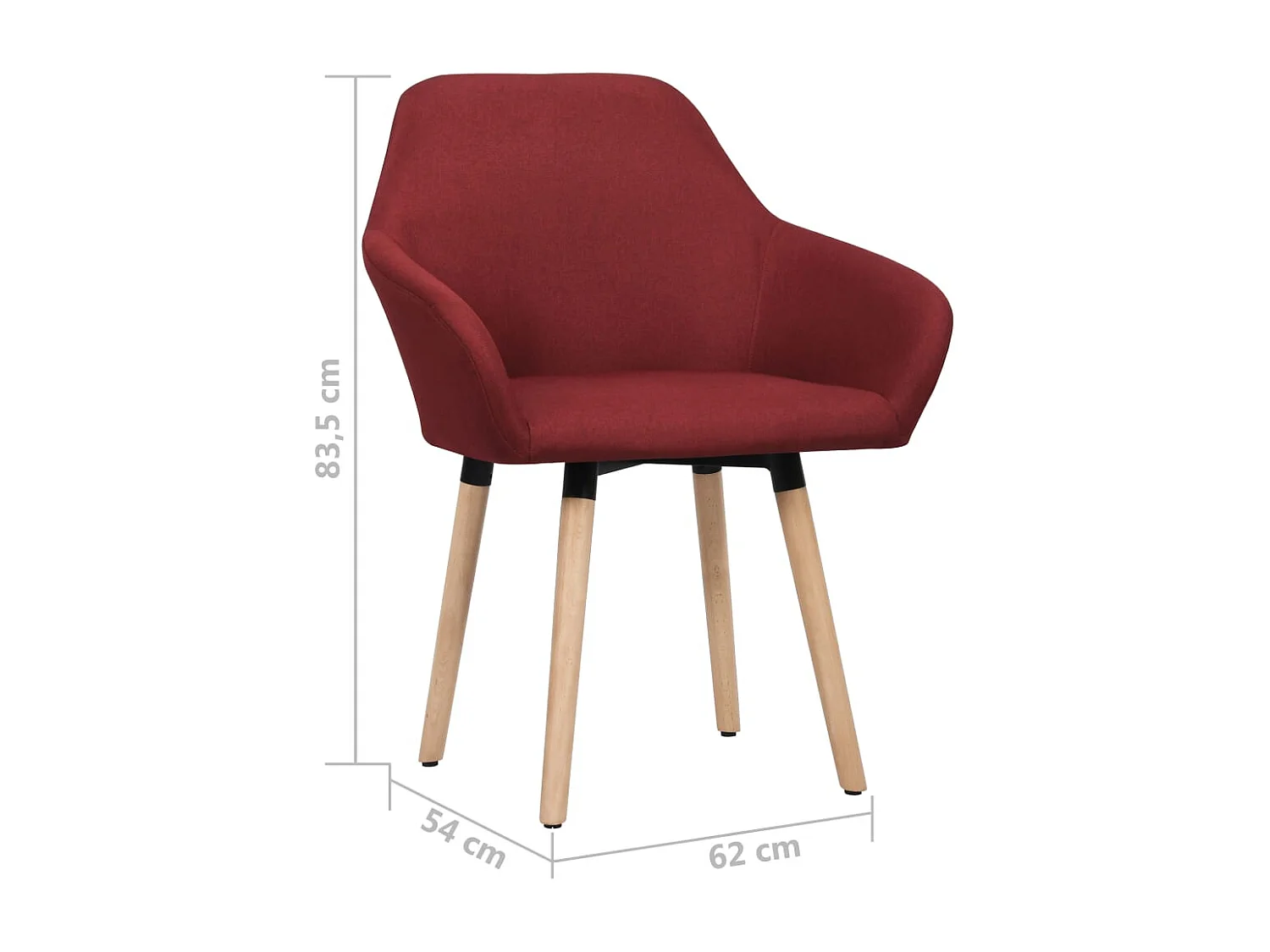 Chaises à manger lot de 2 rouge bordeaux tissu